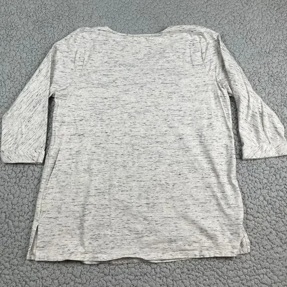 J Jill Space Dyed Tunic Top Womens Large V-Neck Cuffed 3/4 Sleeve Gray - Picture 6 of 7
